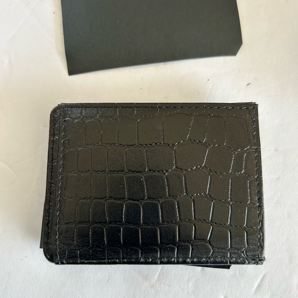 Black Crocodile-Embossed Bifold Wallet
